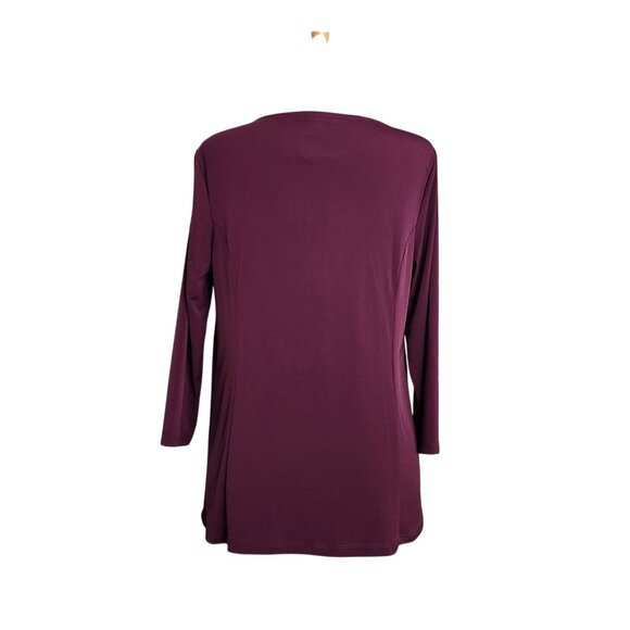 Dana Buchman Purple Runched Blouse Womens L 90s Basic - Picture 6 of 9